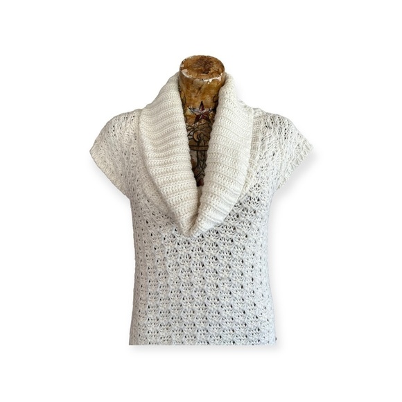 Stradivarius sweater dress tunic turtleneck cream large knit - Picture 2 of 7